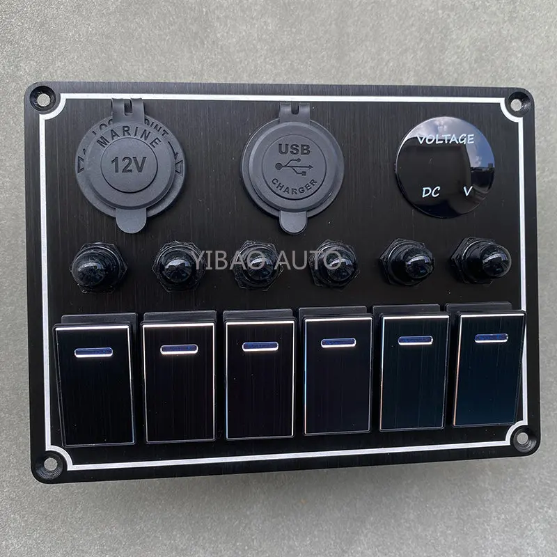 6 Gang Car Switch Panel For Marine Car Truck Ship 12V Outlet LED Toggle Rocker Dual USB Port Waterproof Digital Voltmeter
6 Gang Car Switch Panel For Marine Car Truck Ship 12V Outlet LED Toggle Rocker Dual USB Port Waterproof Digital Voltmeter