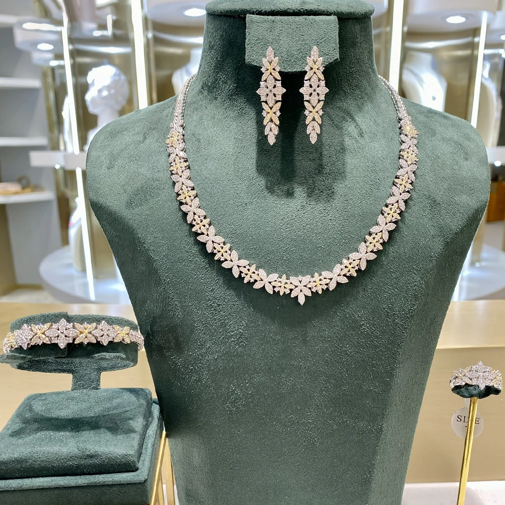 TIRIM Dubai Bridal Zirconia Jewelry Sets for Women Party Charm Saudi Wedding Engagement Bride Jewellery Two Tone Accessories
TIRIM Dubai Bridal Zirconia Jewelry Sets for Women Party Charm Saudi Wedding Engagement Bride Jewellery Two Tone Accessories
