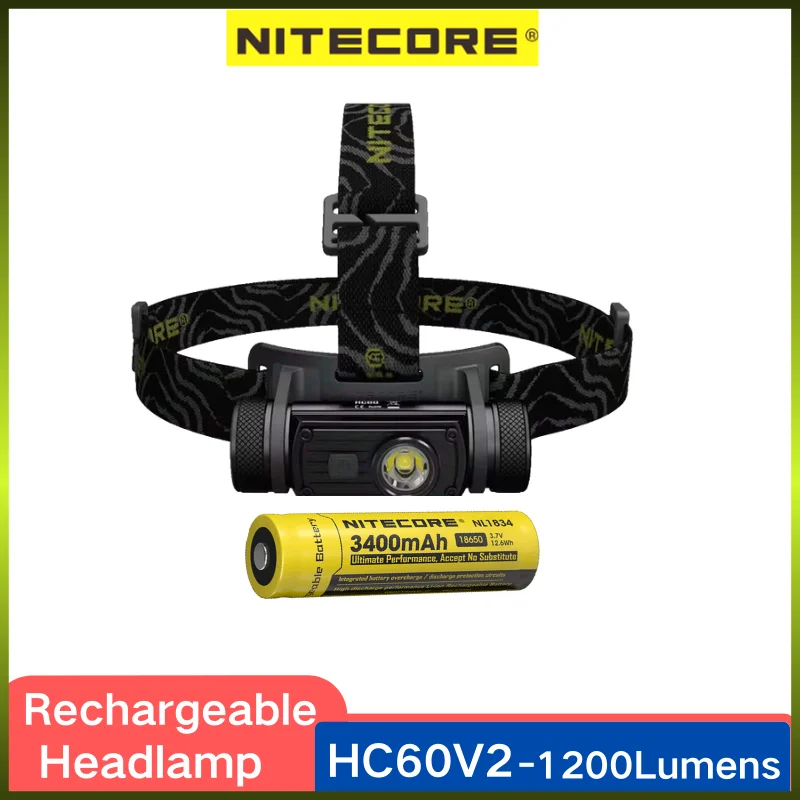 NITECORE HC60 V2 Headlamp 1800 Lumens Rechargeable Utilizes CREE XM-L2U2 LED Headlight with 3400mah Battery Spootlight Lighting
NITECORE HC60 V2 Headlamp 1800 Lumens Rechargeable Utilizes CREE XM-L2U2 LED Headlight with 3400mah Battery Spootlight Lighting