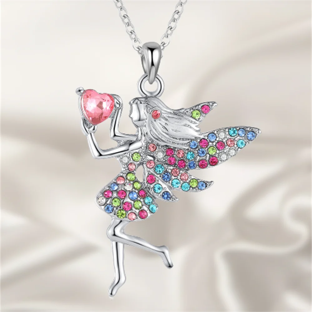 Hands Holding Pink Heart Shape Rhinestone With Wings Girl Pendant Necklace Zircon Romantic Jewelry Valentine's Day Gift
Hands Holding Pink Heart Shape Rhinestone With Wings Girl Pendant Necklace Zircon Romantic Jewelry Valentine's Day Gift