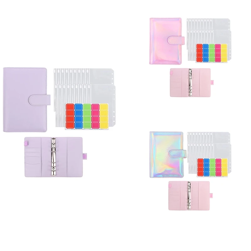 A6 PU Leather Binder Cover Pink Leather Binder File Pocket Loose-Leaf Folder 6-Ring PVC Budget Envelope Binder 
A6 PU Leather Binder Cover Pink Leather Binder File Pocket Loose-Leaf Folder 6-Ring PVC Budget Envelope Binder