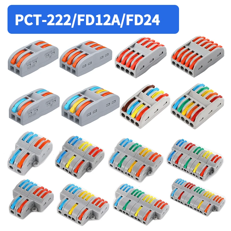 

10/1000PCS Mini Quick Wiring Connector Universal Splitter wiring cable Push-in Combined Butt Terminal Block 1 in 2/3 out 32A SPL