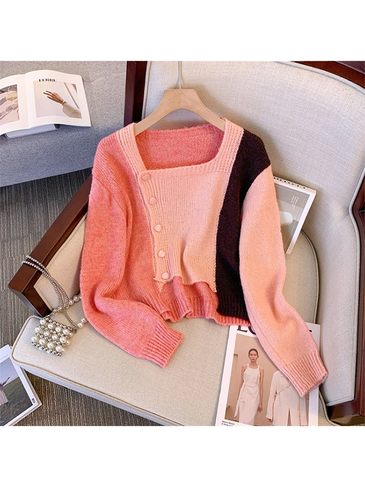 Women Patchwork Pink Cardigan Knitted Sweater Ladies 90s Fashion Long Sleeve Knit Sweater Korean Jumper Top Y2k Vintage Clothes
Women Patchwork Pink Cardigan Knitted Sweater Ladies 90s Fashion Long Sleeve Knit Sweater Korean Jumper Top Y2k Vintage Clothes