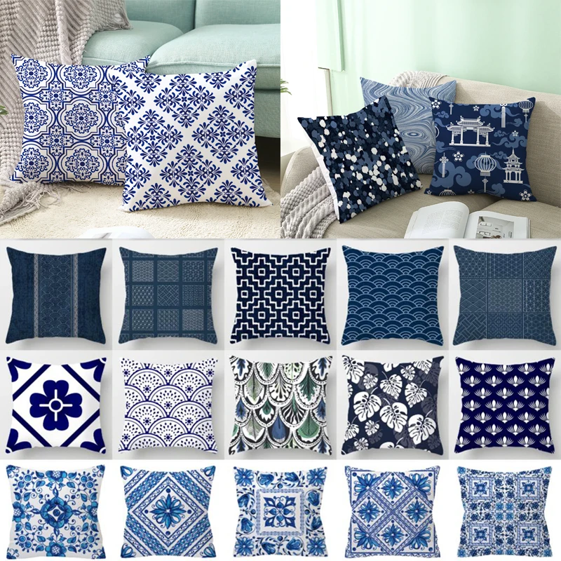 Blue White Porcelain Print Cushions Case Bohemian Style Mandala Geometry Pillow Cases Modern Fashion Sofa Chairs Throw Pillows
Blue White Porcelain Print Cushions Case Bohemian Style Mandala Geometry Pillow Cases Modern Fashion Sofa Chairs Throw Pillows