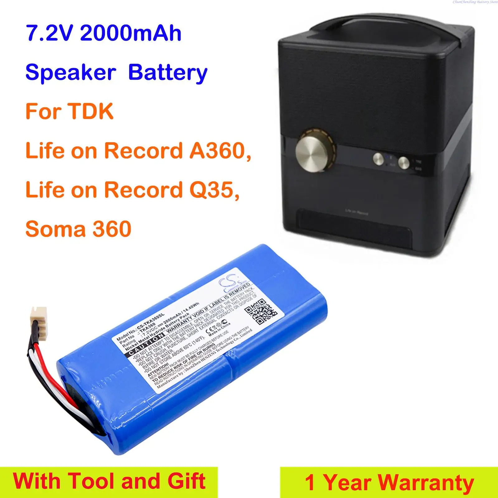 GreenBattery 2000mAh Speaker Battery for TDK Life on Record A360, Life on Record Q35, Soma 360
GreenBattery 2000mAh Speaker Battery for TDK Life on Record A360, Life on Record Q35, Soma 360