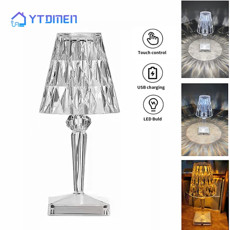 LED Crystal Table Lamp Rechargeable USB 3 Colors Touch Adjustable Romantic Diamond Atmosphere Light Acrylic Decor Night Light
LED Crystal Table Lamp Rechargeable USB 3 Colors Touch Adjustable Romantic Diamond Atmosphere Light Acrylic Decor Night Light