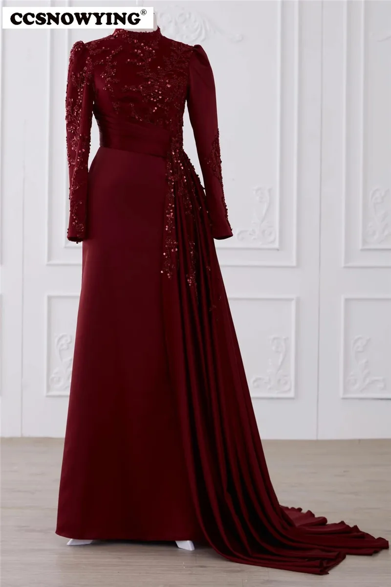 Chiffon Appliques Long Sleeve Muslim Hijab Evening Dresses Arabic Dubai High Neck Formal Party Gown Sequined Moroccan Caftan
Chiffon Appliques Long Sleeve Muslim Hijab Evening Dresses Arabic Dubai High Neck Formal Party Gown Sequined Moroccan Caftan