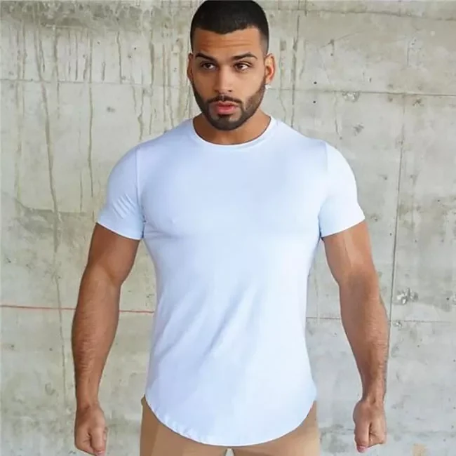 T Shirt Men Fitness Sports Breathable and Quick-drying Stretch Solid Color Arc Hem T-shirt New
T Shirt Men Fitness Sports Breathable and Quick-drying Stretch Solid Color Arc Hem T-shirt New