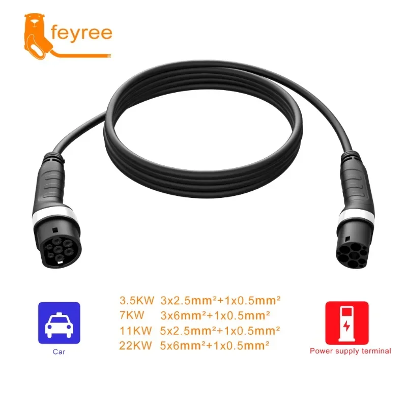 

Feyree EV зарядный кабель Тип 2 к Тип 2 /GBT/Тип 1 быстрое электрическое зарядное устройство для автомобиля Ev Зарядные кабели 16A/32A для зарядной станции