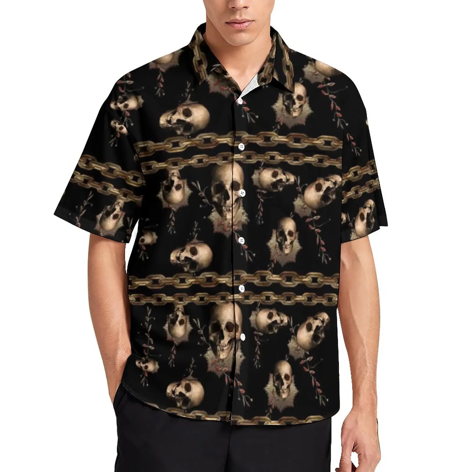 Steampunk Skull Shirt Daily Gold Chain Ediemagic Guilding Casual Shirts Blouses Short-Sleeved Stylish Oversized
Steampunk Skull Shirt Daily Gold Chain Ediemagic Guilding Casual Shirts Blouses Short-Sleeved Stylish Oversized