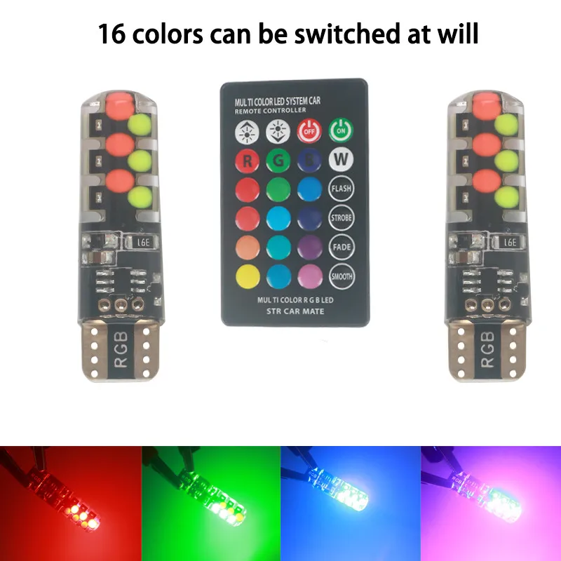 T10 RGB W5W LED RGB COB 194 168 Car with Remote Control Colorful Multi-Mode Remote Control Strobe Reading Wedge Light Gap Light
T10 RGB W5W LED RGB COB 194 168 Car with Remote Control Colorful Multi-Mode Remote Control Strobe Reading Wedge Light Gap Light