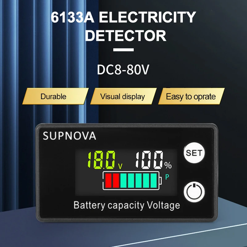 Battery Capacity Indicator DC Voltmeter DC 8V-100V Lead Acid Lithium LiFePO4 Battery Tester Power Display Meter 12V 24V 48V
Battery Capacity Indicator DC Voltmeter DC 8V-100V Lead Acid Lithium LiFePO4 Battery Tester Power Display Meter 12V 24V 48V