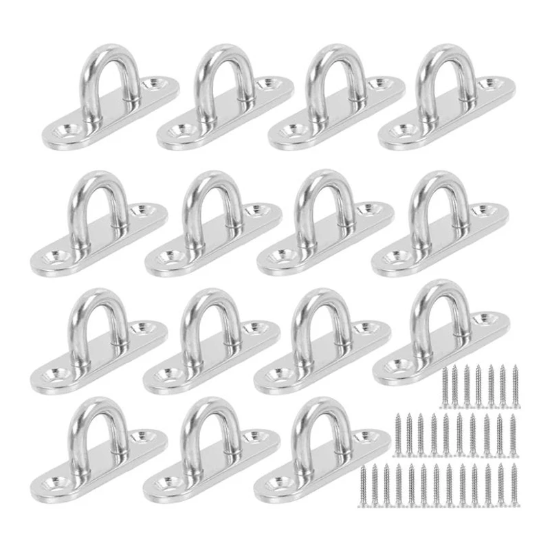 15 Pcs Stainless Steel M5 Ceiling Hook Ring Hooks,Pad Eye Plate U Hooks, Wall Mount Hook Hanger with 30 Pcs Screws
15 Pcs Stainless Steel M5 Ceiling Hook Ring Hooks,Pad Eye Plate U Hooks, Wall Mount Hook Hanger with 30 Pcs Screws
