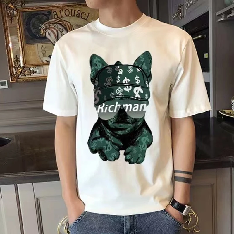 Sports shirt man Fashion Puppy Print Casual Crewneck Men's T-shirt Pure Cotton Short Sleeve Street Oversized T Shirt Men
Sports shirt man Fashion Puppy Print Casual Crewneck Men's T-shirt Pure Cotton Short Sleeve Street Oversized T Shirt Men