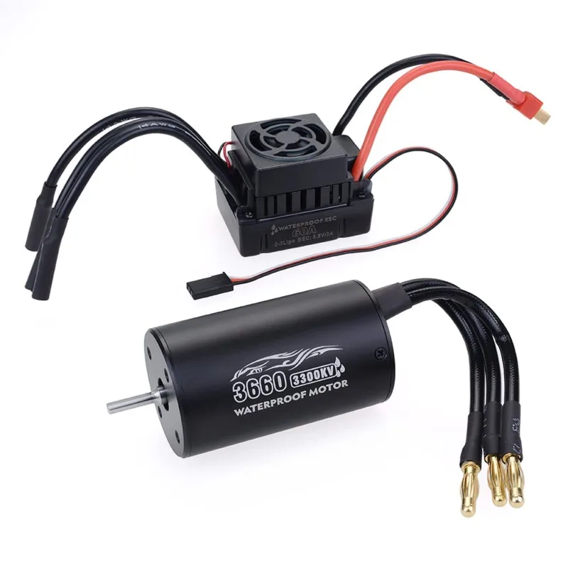 

3660 3300KV Brushless Motor and 60A ESC Combo Set/Waterproof sensorless kit/1/10 Remote Control car Truck Off-Road Vehicle