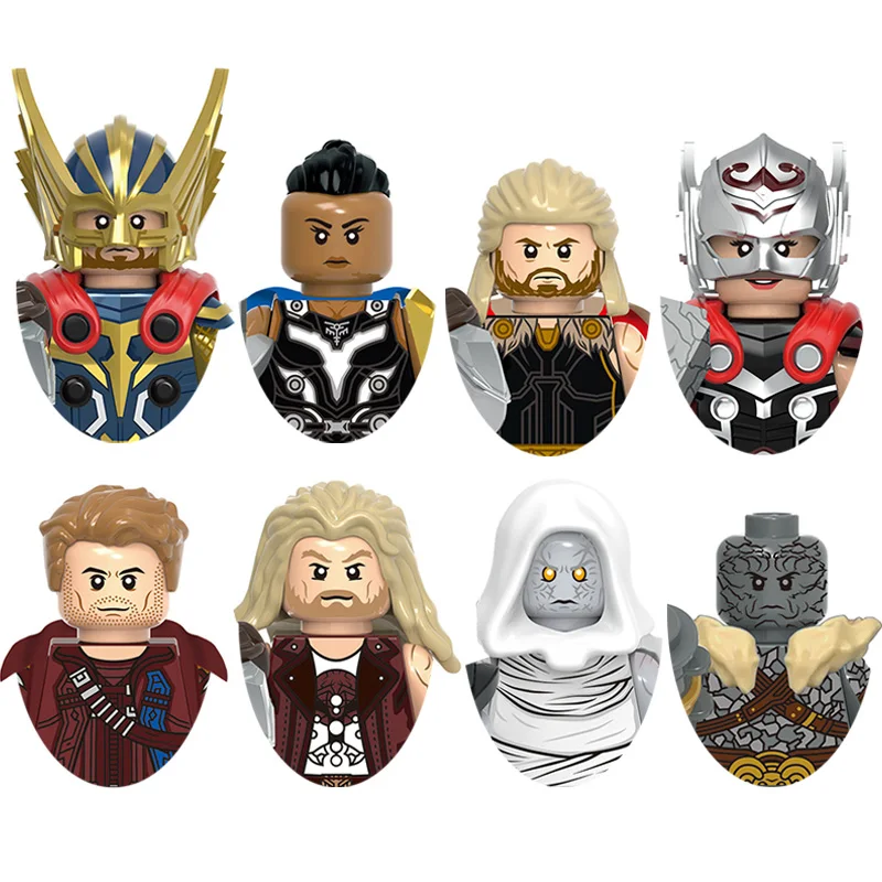 Disney Thor Star-Lord Valkyrie Korg Building Blocks Bricks Anime Mini Action Figures Heads Assembly Toy Kids Birthday Gift X0339
Disney Thor Star-Lord Valkyrie Korg Building Blocks Bricks Anime Mini Action Figures Heads Assembly Toy Kids Birthday Gift X0339
