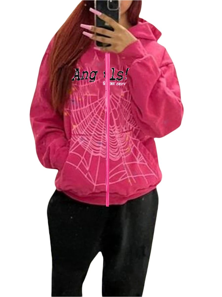 Zip Up Hoodies for Women Y2K Spider Web Print Halloween Hooded Sweatshirt Fleece Hoodie Coat Warm Hoody with Pockets
Zip Up Hoodies for Women Y2K Spider Web Print Halloween Hooded Sweatshirt Fleece Hoodie Coat Warm Hoody with Pockets