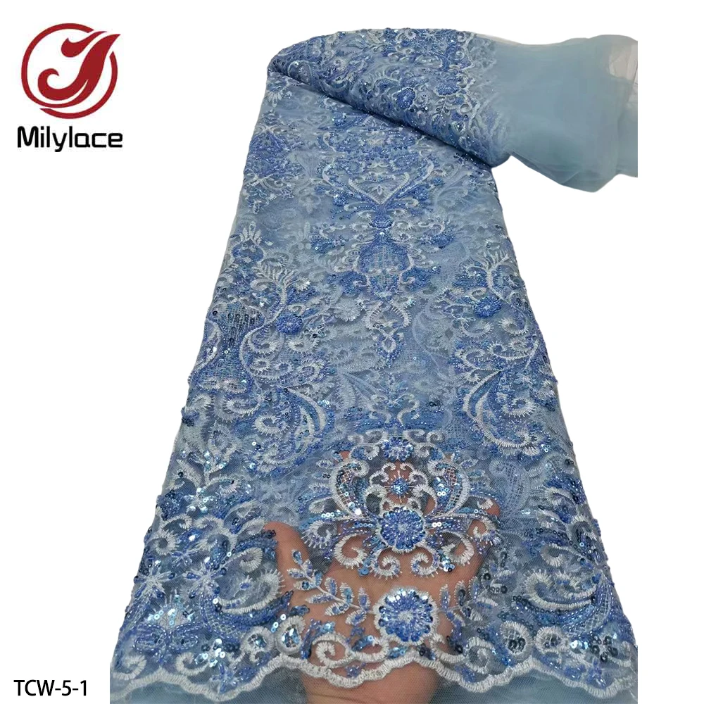 Luxury Beaded African Lace Frabric High Quality French Lace Sequins Embroidered Lace Fabric for Wedding Dress TCW-5
Luxury Beaded African Lace Frabric High Quality French Lace Sequins Embroidered Lace Fabric for Wedding Dress TCW-5