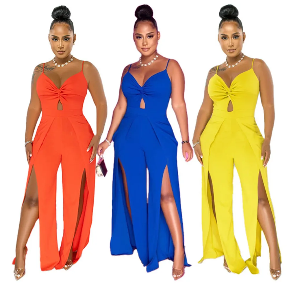 Summer Women's Suspender Jumpsuit Fashion Sexy Solid Color V-neck Fold Straight Leg Pants Women's Slim Jumpsuit
Summer Women's Suspender Jumpsuit Fashion Sexy Solid Color V-neck Fold Straight Leg Pants Women's Slim Jumpsuit