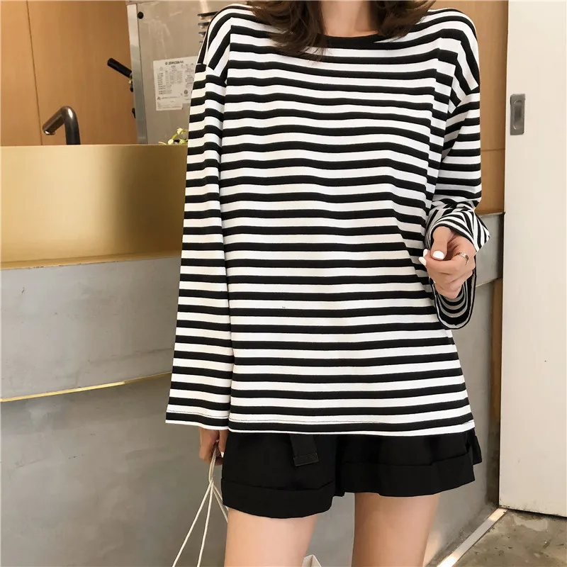 Simple Loose Casual Striped T-shirts 2022 Female Clothing New Fall O-neck Tops Loose Office Lady Autumn Tees Ropa Mujer
Simple Loose Casual Striped T-shirts 2022 Female Clothing New Fall O-neck Tops Loose Office Lady Autumn Tees Ropa Mujer