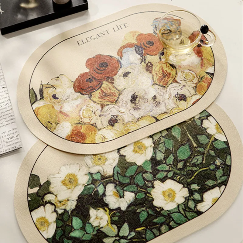 Flower Placemats for Dining Table Set of 2 Dinner Mats Easy Clean for Kitchen Wedding Party Famous Oil Painting Series Colorful 
Flower Placemats for Dining Table Set of 2 Dinner Mats Easy Clean for Kitchen Wedding Party Famous Oil Painting Series Colorful