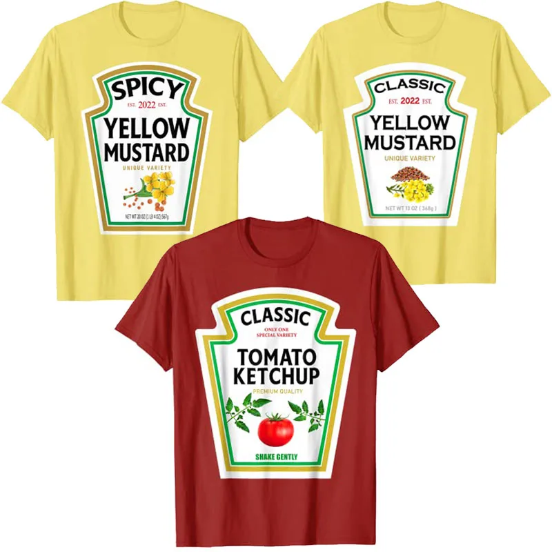 

Yellow Mustard DIY Halloween Costume Matching Group Mustard-T-Shirt Funny Ketchup Clothes for Couples Gifts Aesthetic Outfits