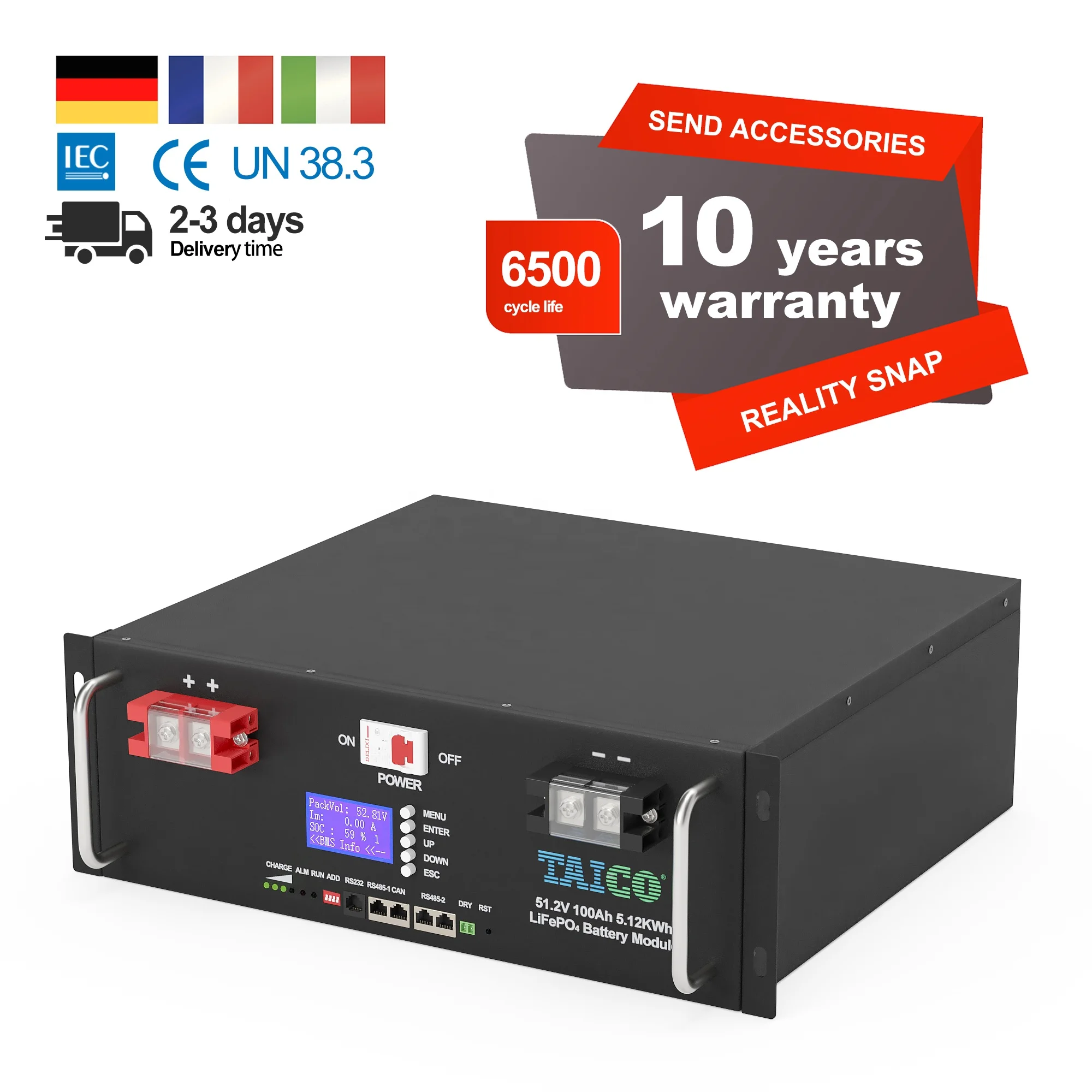 Taico 51.2v 100ah lithium ion battery 48V 100Ah 5kw 6kw 10kw solar systems 48v 100ah lifepo4 battery pack
Taico 51.2v 100ah lithium ion battery 48V 100Ah 5kw 6kw 10kw solar systems 48v 100ah lifepo4 battery pack