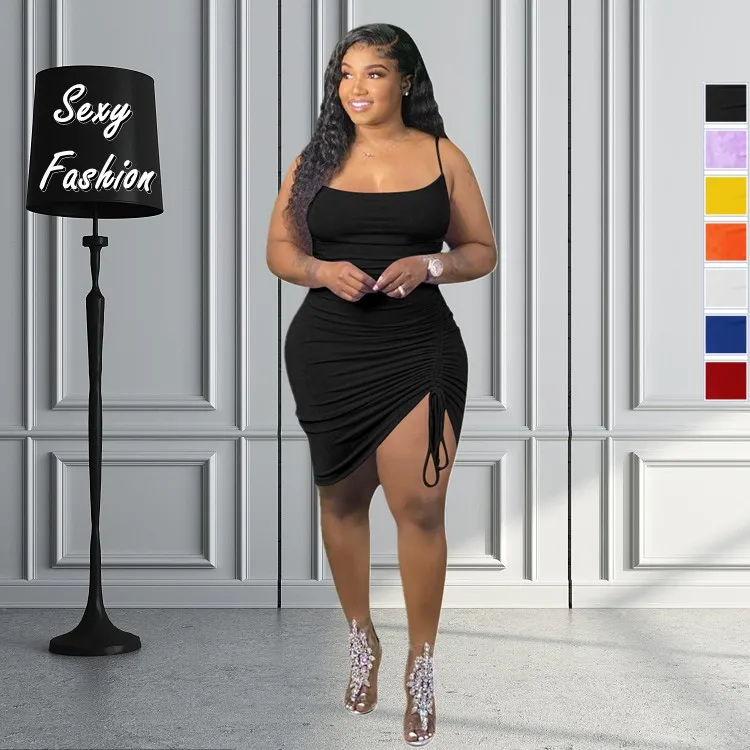 Somoshein S-4XL Sexy Dress Women Clothing Summer Solid Color Halter Irregular Wrinkled Club Mini Dresses Wholesale Dropshopping 
Somoshein S-4XL Sexy Dress Women Clothing Summer Solid Color Halter Irregular Wrinkled Club Mini Dresses Wholesale Dropshopping