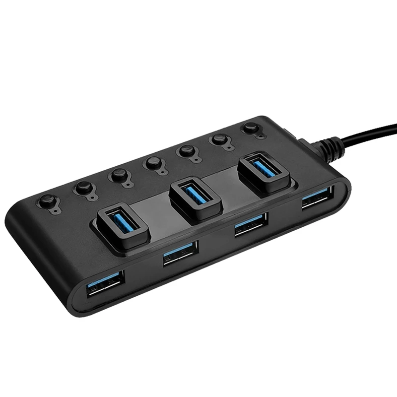 

1 PCS 7 Ports USB3.0 Hub Adapter Portable Hub Splitter USB Hub Splitter With Switches Converter For Laptop PC Computer