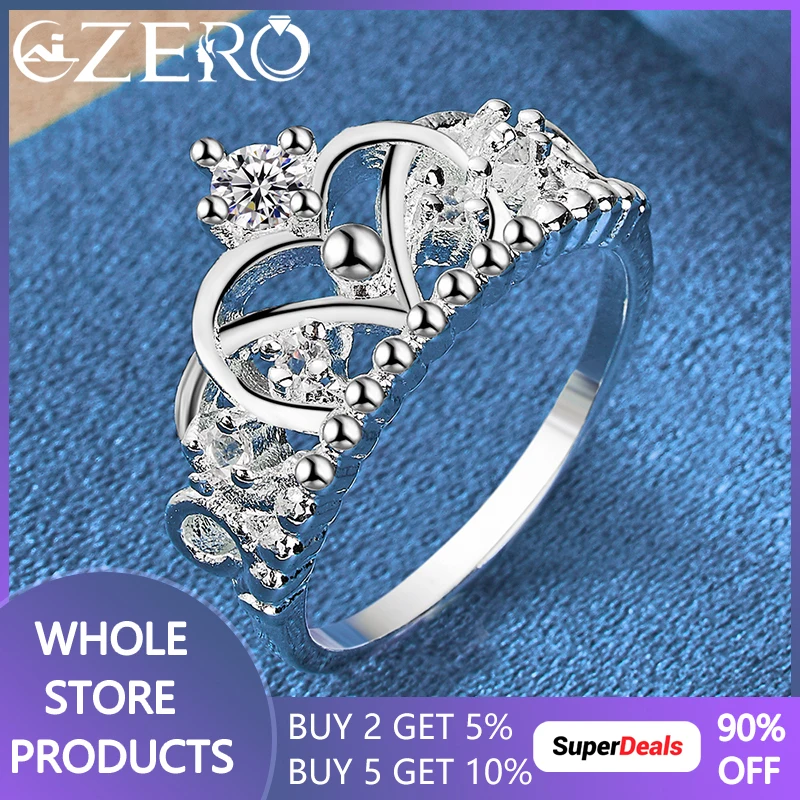 

925 Sterling Silver Rings For Women Noble Coronation Crown Zircon Ring 7-10 Size Wedding Party Engagement Band Fine Jewelry Gift