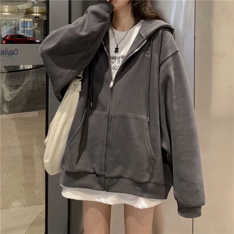 Women Casual Zip Up Oversized die Sweatshirt Streetwear ded Pocket Zipper Harajuku Sweat Shirt Y2k Top Clothes
Women Casual Zip Up Oversized die Sweatshirt Streetwear ded Pocket Zipper Harajuku Sweat Shirt Y2k Top Clothes