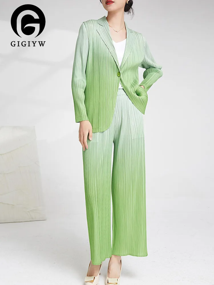 GIGIYW Gradient Pleated 2 Pieces Pants Set Notched Long Sleeves Coat Tops Wide Leg Trousers Fashion Clothes 2023 Spring
GIGIYW Gradient Pleated 2 Pieces Pants Set Notched Long Sleeves Coat Tops Wide Leg Trousers Fashion Clothes 2023 Spring