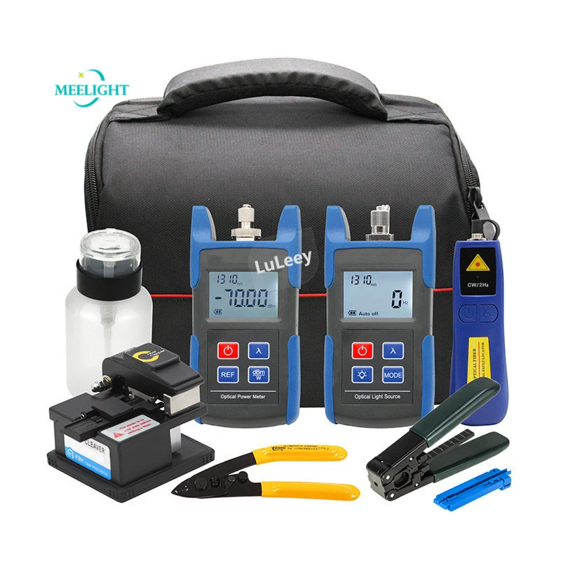 Tool kit 9pcs optical fiber cold connection tools optical power meter light source cleaver toolbox toolkit SLS OPM VFL FTTH
Tool kit 9pcs optical fiber cold connection tools optical power meter light source cleaver toolbox toolkit SLS OPM VFL FTTH