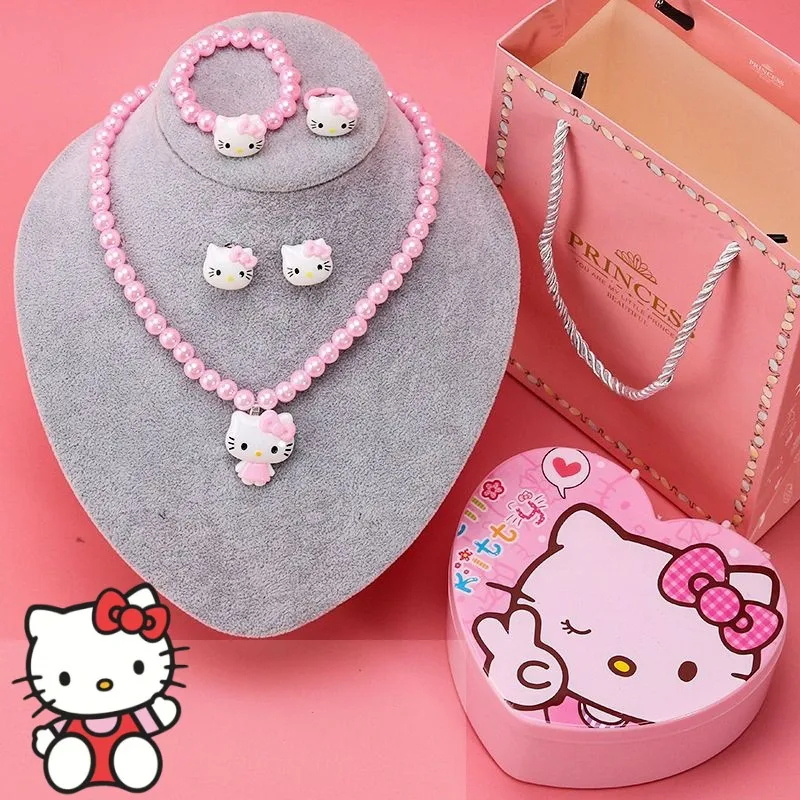 Anime Hellokitty Pearl Necklace Bracelet Ear Clip Ring Set Cartoon Kt Cat Baby Jewelry Gift Box Accessories Kawaii Children Toys
Anime Hellokitty Pearl Necklace Bracelet Ear Clip Ring Set Cartoon Kt Cat Baby Jewelry Gift Box Accessories Kawaii Children Toys