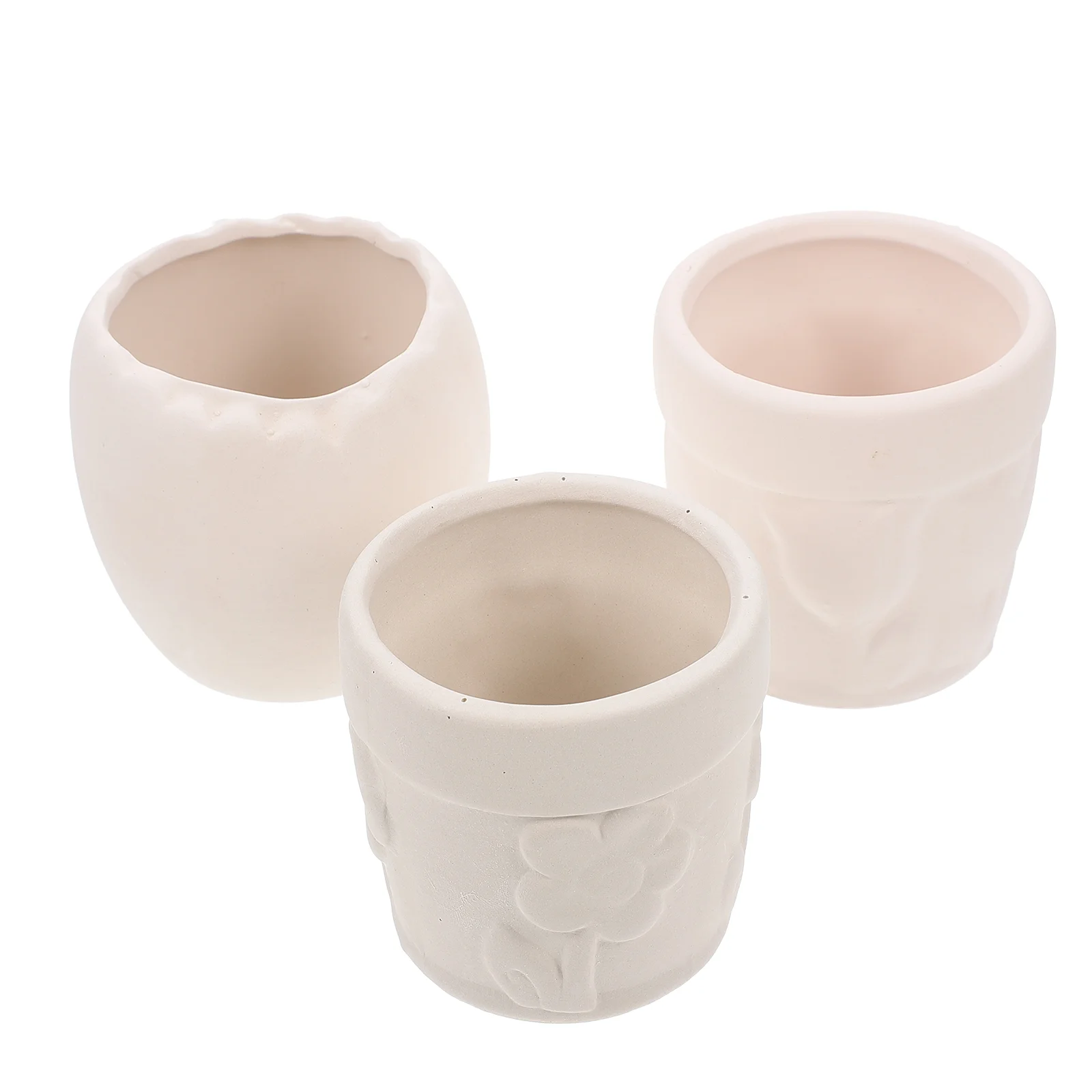 3pcs Unfinished Blank Flower Pots Diy Blank Ceramic Flower Pots Materials 
3pcs Unfinished Blank Flower Pots Diy Blank Ceramic Flower Pots Materials