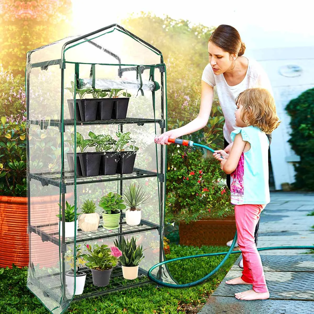 4 Tiers Cloche Greenhouse with Zipper Doors Portable Planting Greenhouse with Steel Wire Frame PVC Cover Out for Indoor Outdoor
4 Tiers Cloche Greenhouse with Zipper Doors Portable Planting Greenhouse with Steel Wire Frame PVC Cover Out for Indoor Outdoor