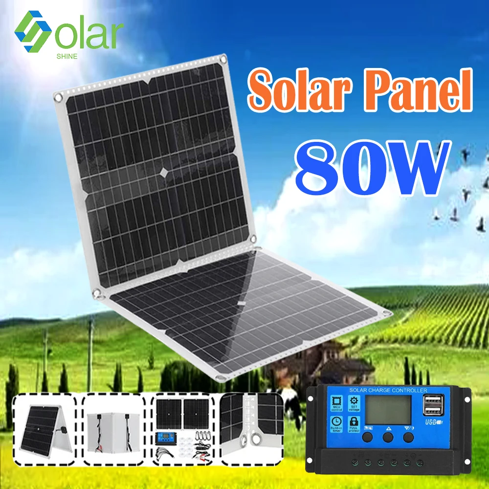 80w Solar Panel Dual 12v/5v USB with Controller Waterproof Solar Cells Poly Solar Cells for Car Yacht RV Camping Battery Charger
80w Solar Panel Dual 12v/5v USB with Controller Waterproof Solar Cells Poly Solar Cells for Car Yacht RV Camping Battery Charger