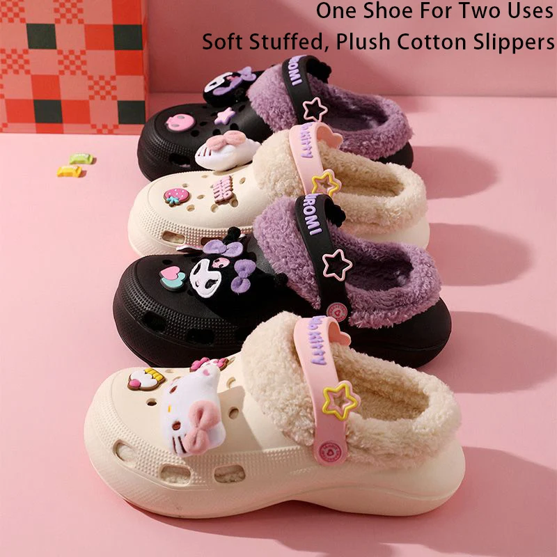 Kawaii Cartoon Sanrio Hello Kitty Kuromi Soft Stuffed Anime Plush Cotton Slippers Cute Beauty Home Non-slip Padded Hole Slippers
Kawaii Cartoon Sanrio Hello Kitty Kuromi Soft Stuffed Anime Plush Cotton Slippers Cute Beauty Home Non-slip Padded Hole Slippers