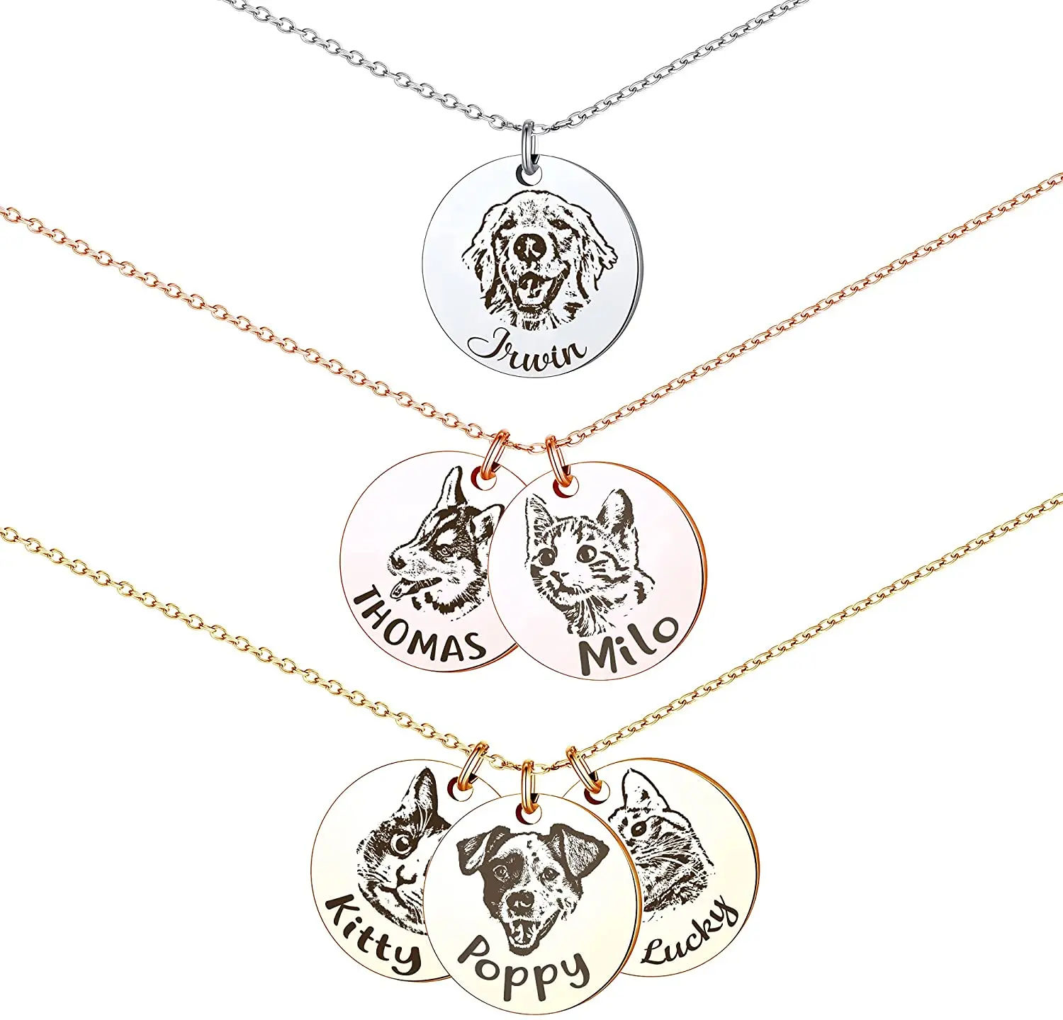 Personalized Pet Portrait Necklace, Handmade Pet Memorial Jewelry Gift, Customized Round Disc Photo Engraved Necklace Pet Gifts
Personalized Pet Portrait Necklace, Handmade Pet Memorial Jewelry Gift, Customized Round Disc Photo Engraved Necklace Pet Gifts