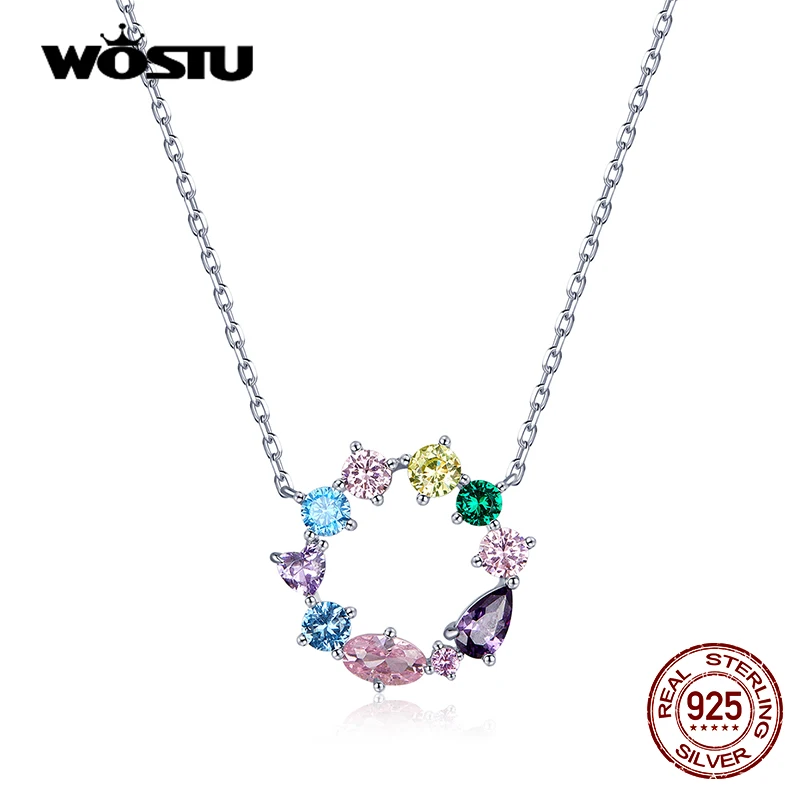 WOSTU 17.7''Genuine 925 Sterling Silver Lucky Wreath Pendant Necklace for Women Colorful Zircon Necklace Fine Birthday Gifts
WOSTU 17.7''Genuine 925 Sterling Silver Lucky Wreath Pendant Necklace for Women Colorful Zircon Necklace Fine Birthday Gifts