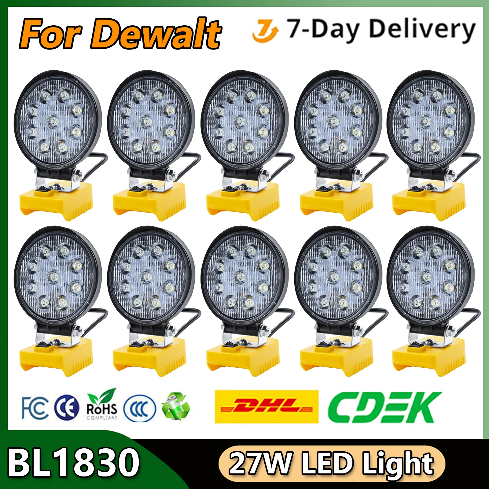Для Dewalt 20 В аккумулятор 27 Вт светодиодный рабочий фонарь для DCB200 DCB609 DCB120 DCB201 DCB202