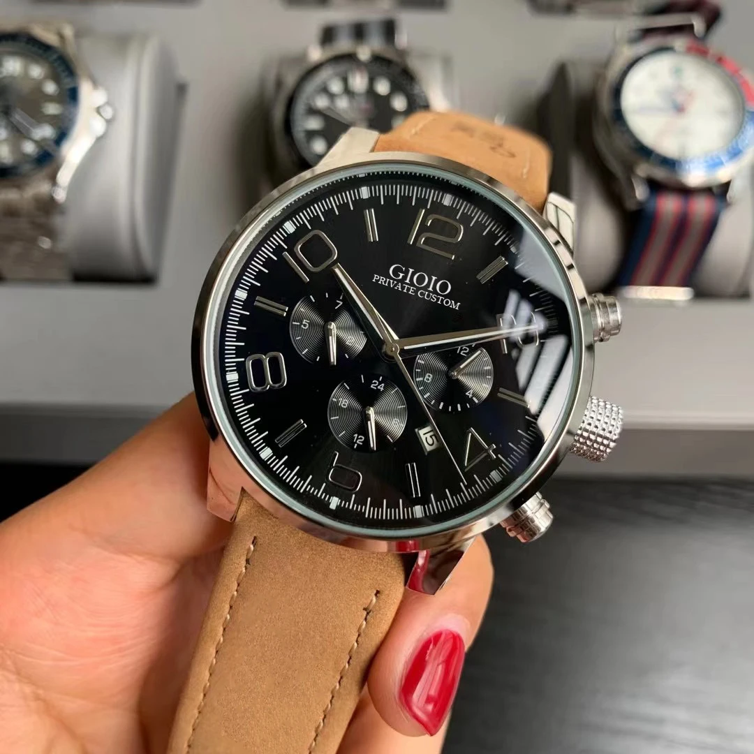 Мужские автоматические механические часы Brown Leather Mont