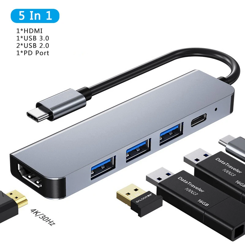 Multifunction Type C Docking Station 5 In 1 USB Hub Adapter To 4K HDMI With PD Fast Charge For Macbook Pro 2018/2017/2016 Laptop
Multifunction Type C Docking Station 5 In 1 USB Hub Adapter To 4K HDMI With PD Fast Charge For Macbook Pro 2018/2017/2016 Laptop