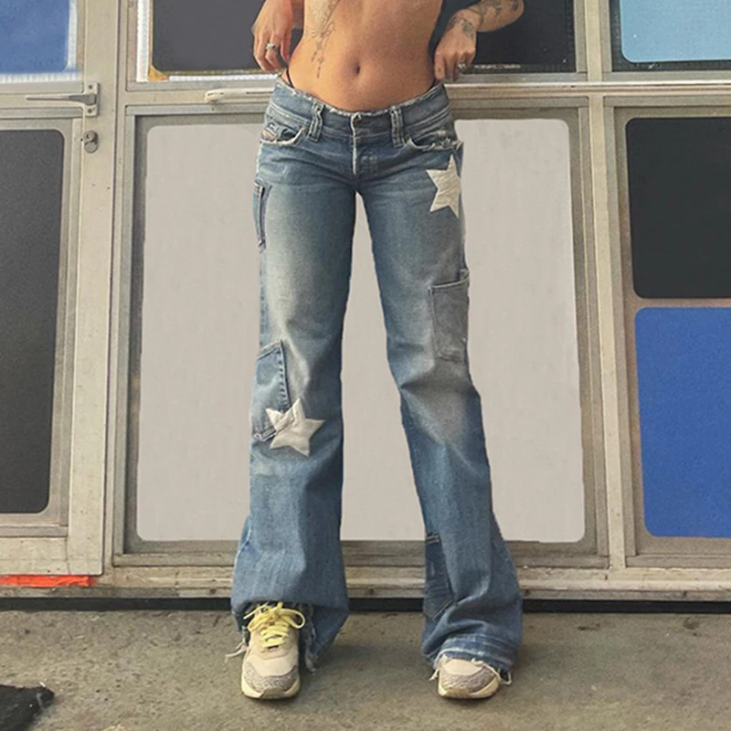 Fashion Vintage Star Jeans Pocket Stitching Straight Denim Pants Women y2k Streetwear Casual Trousers Harajuku Low Rise Capris
Fashion Vintage Star Jeans Pocket Stitching Straight Denim Pants Women y2k Streetwear Casual Trousers Harajuku Low Rise Capris