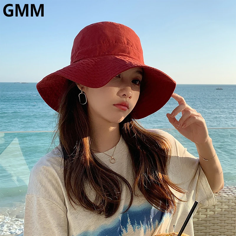 

women summer washed 100% cotton bucket hat wide brim foldable UV protection floppy hat fisherman cap unisex adults sun hats