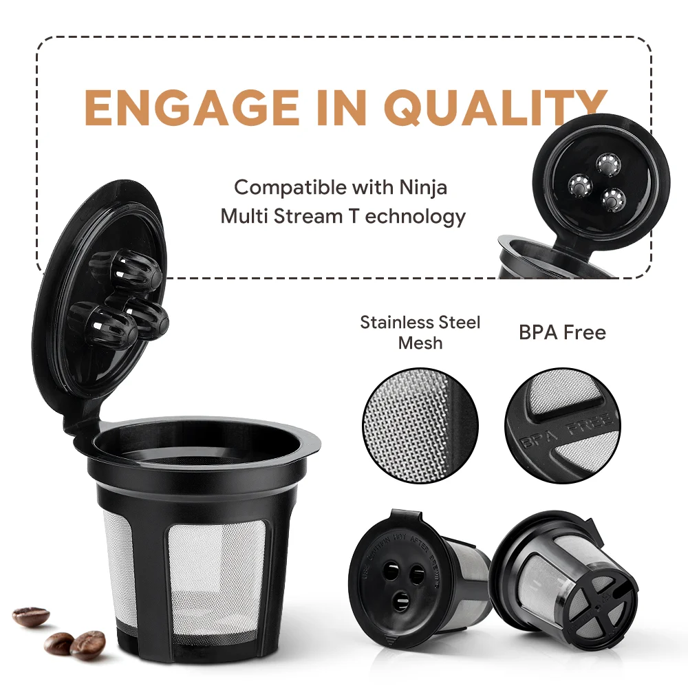 ICafilas Reusable Coffee Capsules for Ninja Dual Brew Espresso K-cup Capsules Compatable with Ninja CFP201 CFP301 Machine
ICafilas Reusable Coffee Capsules for Ninja Dual Brew Espresso K-cup Capsules Compatable with Ninja CFP201 CFP301 Machine