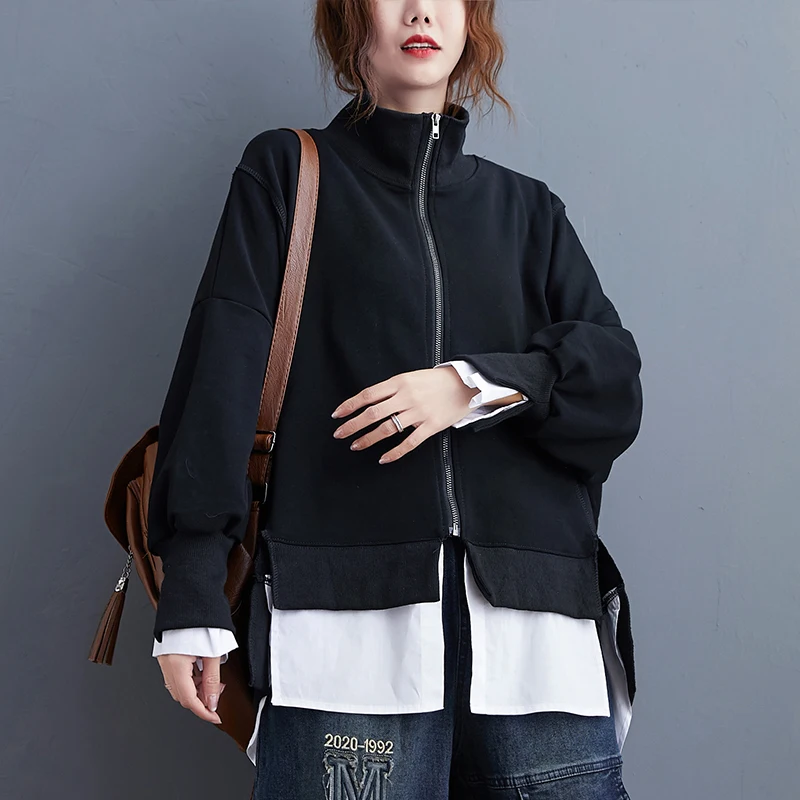 SuperAen Oversized Women's Clothing Spring and Autumn Korean Color Contrast Stitching Fake Two Piece Sweatshirt
SuperAen Oversized Women's Clothing Spring and Autumn Korean Color Contrast Stitching Fake Two Piece Sweatshirt