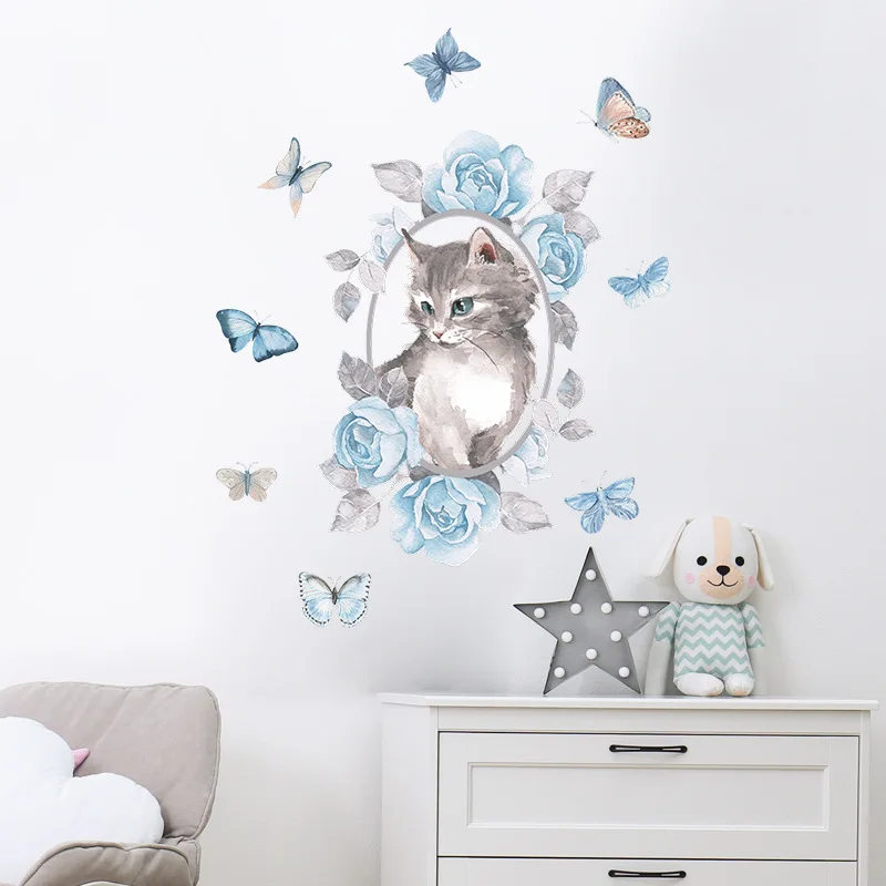 Cartoon Cat Blue Rose Flower Wall Stickers Living Room Bedroom Kids Room Background Home Decoration Wallpaper Beautify Sticker
Cartoon Cat Blue Rose Flower Wall Stickers Living Room Bedroom Kids Room Background Home Decoration Wallpaper Beautify Sticker