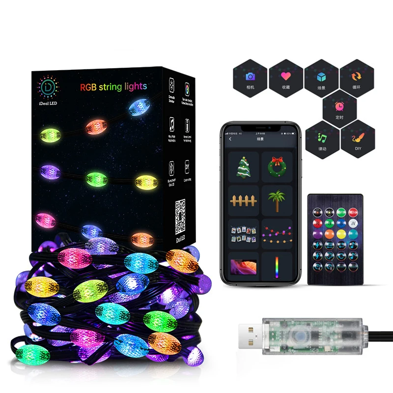 DIY Garland Fairy String Light USB LED RGB APP Remote Control Smart Lights for Christmas Birthday Party Home Decoration
DIY Garland Fairy String Light USB LED RGB APP Remote Control Smart Lights for Christmas Birthday Party Home Decoration