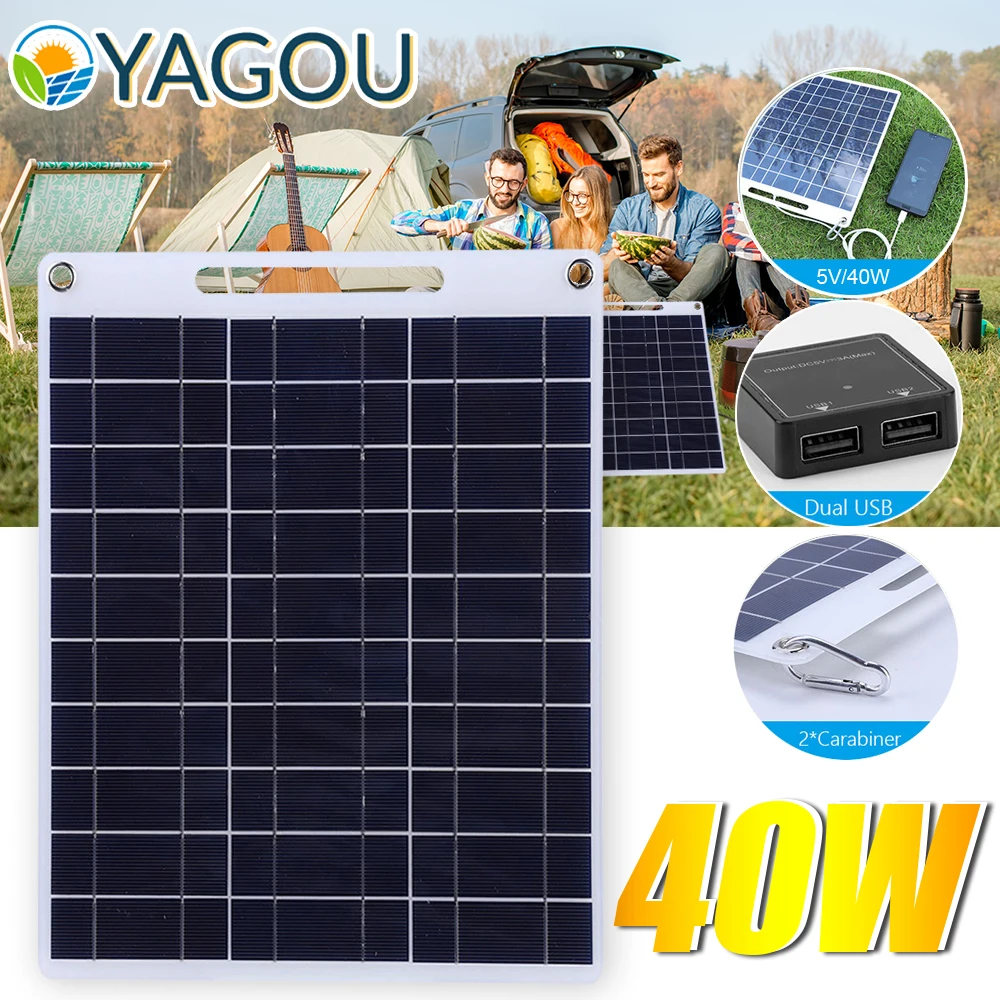 YAGOU 40W Solar Panel Portable 5V Fast Charge Solar Cell Outdoor Emergency Charger for Battery Phone Camping Hiking Travel
YAGOU 40W Solar Panel Portable 5V Fast Charge Solar Cell Outdoor Emergency Charger for Battery Phone Camping Hiking Travel